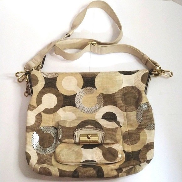 Coach Kristen Blue Op Art Shoulder Crossbody Hobo Bag Convertible Strap Vintage - Picture 2 of 10